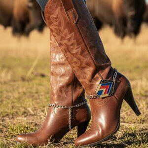 New Women Silver Metal Boot Chain Bracelet Shoe Ethnic Charm Vintage Anklet PAIR